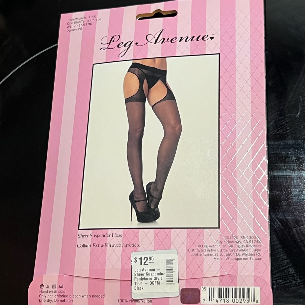 NWT Leg Avenue sheer suspender pantyhose style black